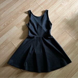 Ginger G Black Patterned Fit and Flare Mini Dress Small